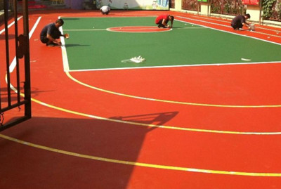 山东某少儿培训中心塑胶篮球场跑道施工