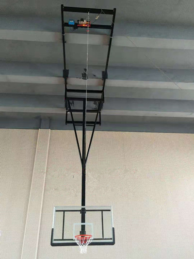 陕西西安最新安装电动悬空式篮球架案例